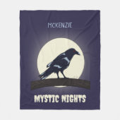 Dunkle Nacht Mondlicht Malevolent Crow Fleecedecke (Vorderseite)