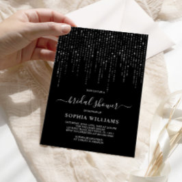 Dunkle Nacht- und String-Lights-Brautparty Einladung