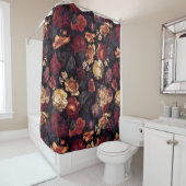 Dunkle Nachtromantik: Maximalismus Moody Florals Duschvorhang (Beispiel)