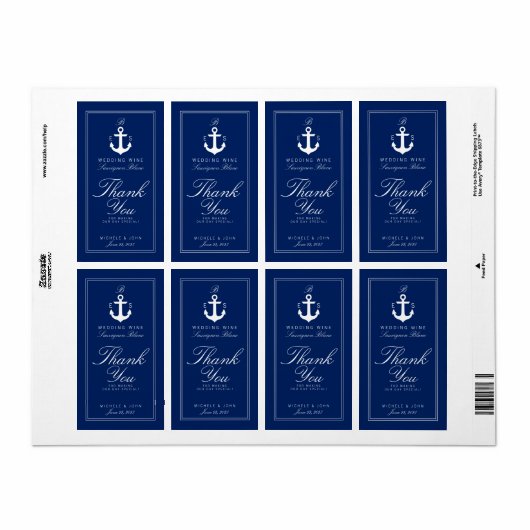 Dunkle Nautical Monogram Wedding Wine Custom Label (Vorne)