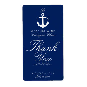 Dunkle Nautical Monogram Wedding Wine Custom Label