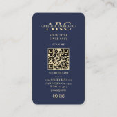 Dunkle Navy Berufliches Marketing Monogram Visitenkarte (Rückseite)