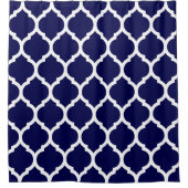 Dunkle Navy Blau und White Quatrefoil Trellis Duschvorhang (Vorderseite)