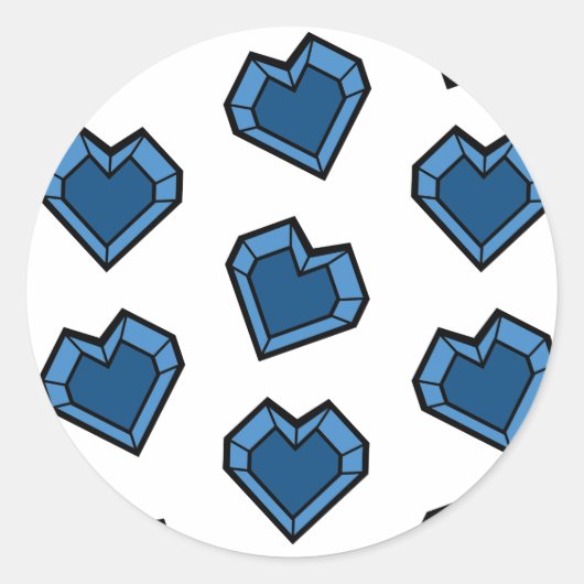 Dunkle Navy Blauer Edelstein Herz Lattice Muster Runder Aufkleber (Vorderseite)