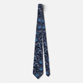 Dunkle Navy Blue Black Paisley Art Pattern Krawatte (Vorderseite)