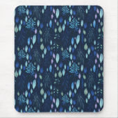 Dunkle Navy Blue Botanical Blätter Garden Wasserfa Mousepad (Vorne)