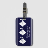 Dunkle Navy Blue Coastal Nautical Stingray Manta R Gepäckanhänger (Vorderseite Vertikal)