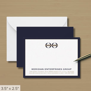 Dunkle Navy Blue Corporate Logo Business Note Card Mitteilungskarte
