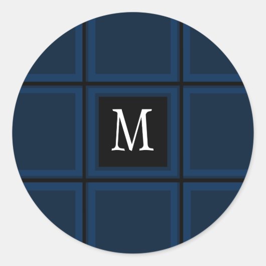 Dunkle Navy Blue Custom Single anfänglich gestreif Runder Aufkleber (Vorderseite)