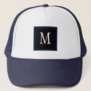 Dunkle Navy Blue Custom Single Initial Classic Truckerkappe