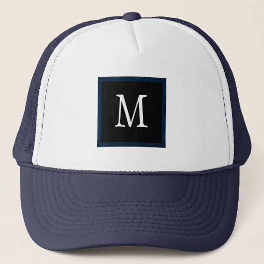 Dunkle Navy Blue Custom Single Initial Classic Truckerkappe (Vorderseite)