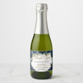 Dunkle Navy Blue Floral Rose Schmetterlinge Gefall Schaumweinetikett (Vorderseite)