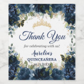 Dunkle Navy Blue Floral Rose Schmetterlinge Gefall Weinetikett (Einzelnes Label)