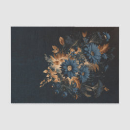 Dunkle Navy Blue Gold Rustic Floral Glam Hochzeit Seidenpapier