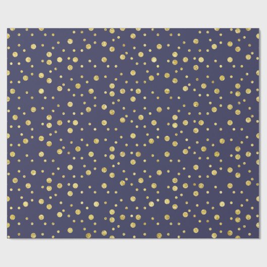 Dunkle Navy Blue Golden Chic Dots Wrapping Paper Geschenkpapier (Flach)
