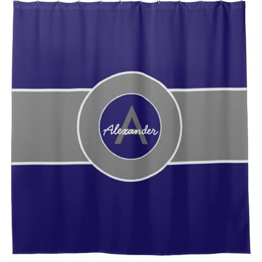 Dunkle Navy Blue Gray Duschvorhang (Vorderseite)