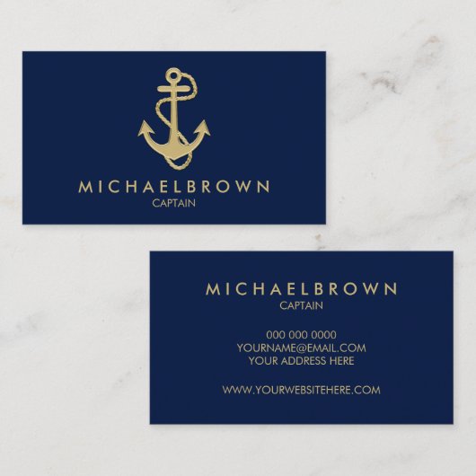 Dunkle Navy Blue Nautical Anchor Visitenkarte (Vorne/Hinten)