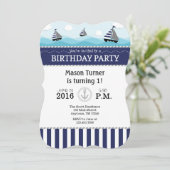 Dunkle Navy Blue Nautical Birthday Einladung (Stehend Vorderseite)