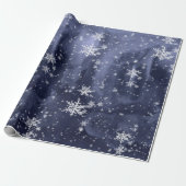 Dunkle Navy Blue Night Sky Fresh Fallen Snowflakes Geschenkpapier (Ungerollt)