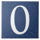 Dunkle Navy Blue Starry Night House Nummer 0 Null Fliese (Vorderseite)