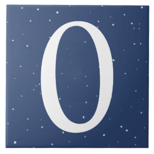 Dunkle Navy Blue Starry Night House Nummer 0 Null Fliese