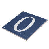 Dunkle Navy Blue Starry Night House Nummer 0 Null Fliese (Seite)