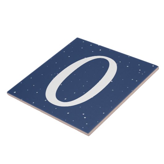Dunkle Navy Blue Starry Night House Nummer 0 Null Fliese (Seite)