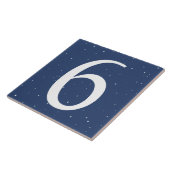 Dunkle Navy Blue Starry Night House Nummer 6 Sechs Fliese (Seite)