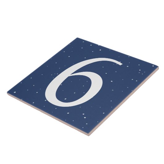 Dunkle Navy Blue Starry Night House Nummer 6 Sechs Fliese (Seite)