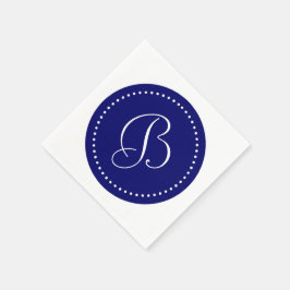 Dunkle Navy Blue und White Dot Monogram Serviette
