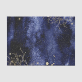 Dunkle Navy Blue Water Color mit goldener Blume Seidenpapier