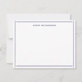 Dunkle Navy Blue White Border Name Flat Stationier Mitteilungskarte (Vorderseite)
