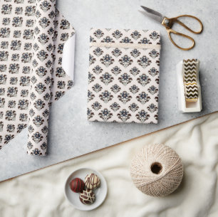 Dunkle Navy Blume & Botanischer Geburtstag Feier Geschenkpapier