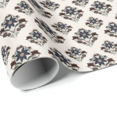 Dunkle Navy Blume & Botanischer Geburtstag | Feier Geschenkpapier (Rolleneckpunkt)