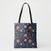 Dunkle Navy-Blumen-Tasche Tasche (Vorderseite)