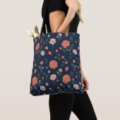 Dunkle Navy-Blumen-Tasche Tasche (Von Nahem)