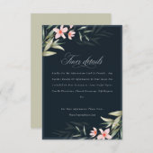 Dunkle Navy Blush Greenery Blumenzwiebeldetails Begleitkarte (Vorne/Hinten)
