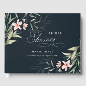 Dunkle Navy Blush Greenery Flora Bunch Brautparty Gästebuch (Vorderseite)