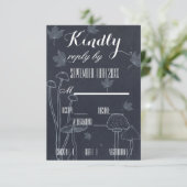 Dunkle Navy Chalk Mushroom RSVP Karte (Stehend Vorderseite)