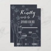 Dunkle Navy Chalk Mushroom RSVP Karte (Vorne/Hinten)