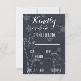 Dunkle Navy Chalk Mushroom RSVP Karte