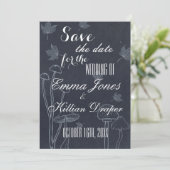 Dunkle Navy Chalk Mushroom Save The Date (Stehend Vorderseite)