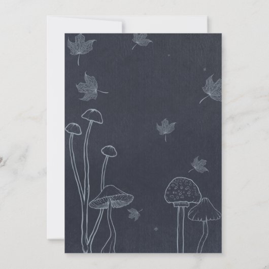 Dunkle Navy Chalk Mushroom Save The Date (Rückseite)
