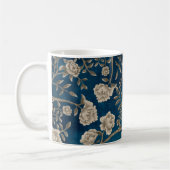 Dunkle Navy Chinoiserie Blume & Grüne Kaffeetasse (Links)