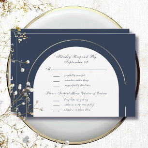 Dunkle Navy Goldrahmen Schrift Menüauswahl RSVP 