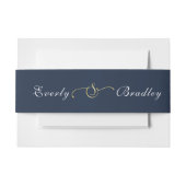 Dunkle Navy Hintergrund White Script Gold Ampersan Einladungsbanderole (Vorderseite Beispiel)