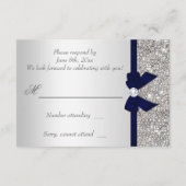 Dunkle Navy-Imitate Bow Silver-Sequenzen Diamond-U RSVP Karte (Rückseite)