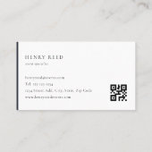 Dunkle Navy-Monogramm-Logo-QR-Code Visitenkarte (Rückseite)