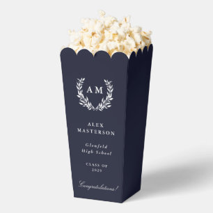Dunkle Navy Monogramm Lorbeerkranz Abschluss Geschenkschachtel
