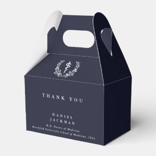 Dunkle Navy Personalisiert Asclepius+Laurel Wreath Geschenkschachtel
